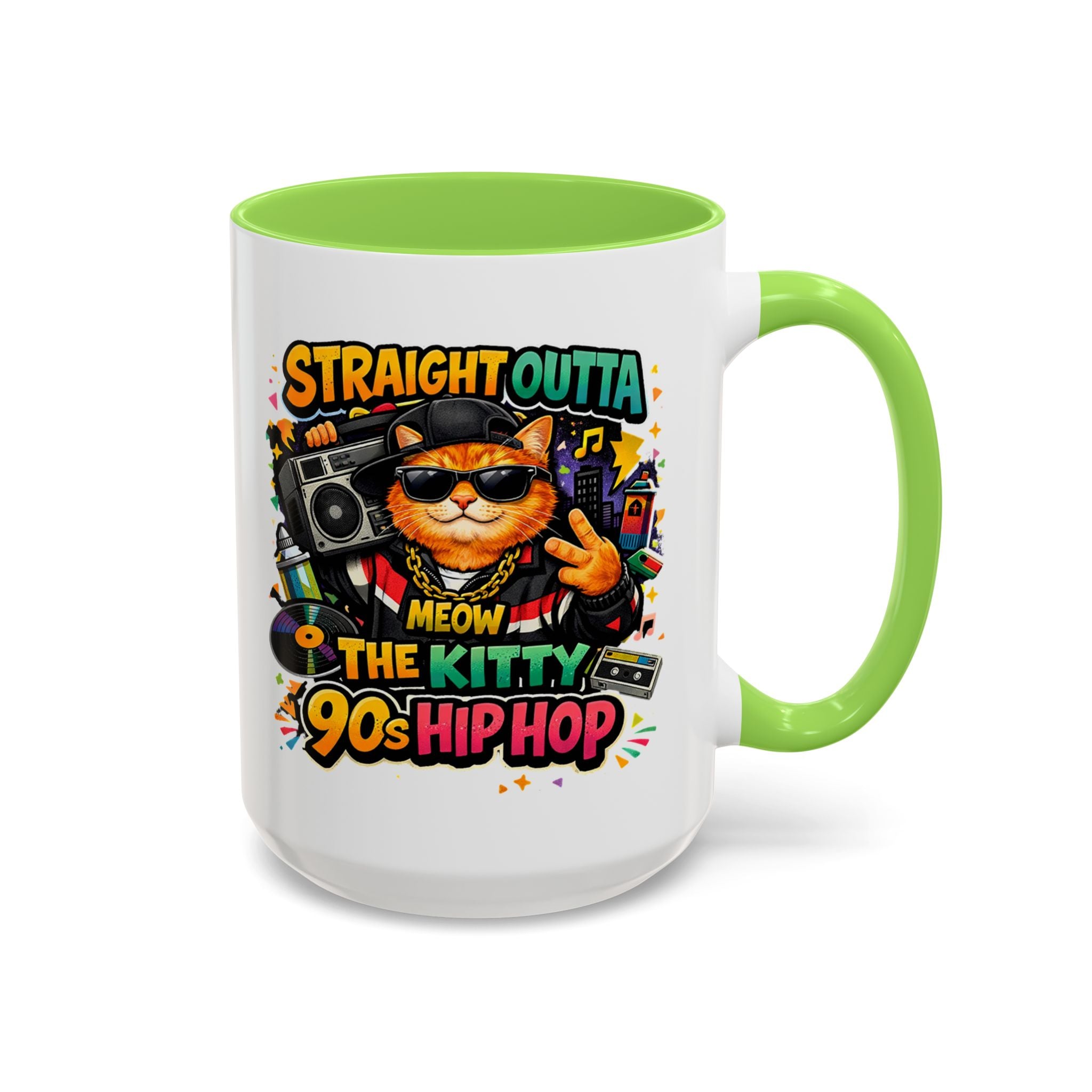 Straight Outta Meow The Kitty 90s Hip Hop Mug | Color Accent