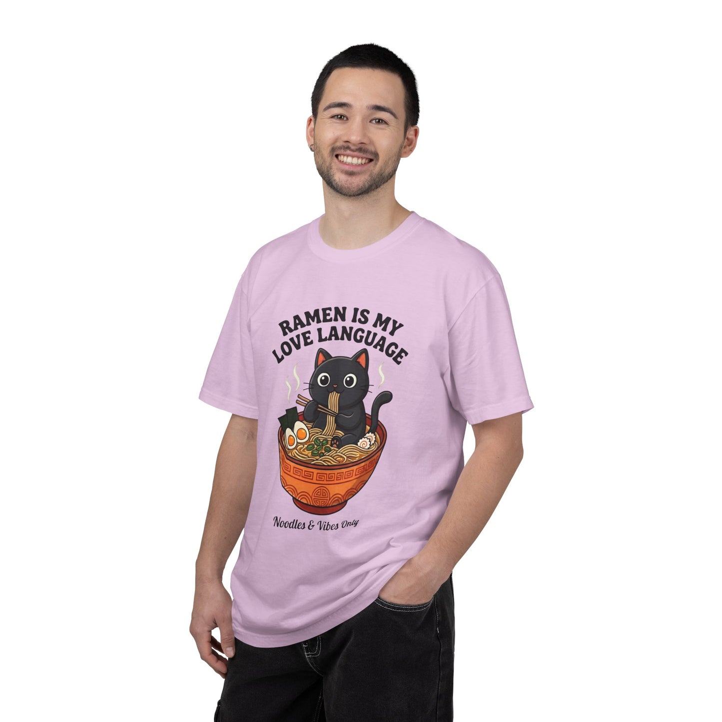 Ramen Is My Love Language T-shirt | Cat in Ramen Bowl Noodles Vibes Tee