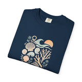 Coastal Seashells and Coral T-Shirt | Beach Wave Sunset Art