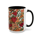 Vintage Cherry Strawberry Pattern Accent Mug | 11oz 15oz