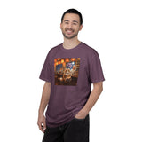 Whiskers and the Wondrous Noodles Cat Bar Ramen Scene T-shirt | Cozy Pub Cat Illustration