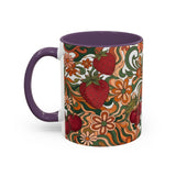 Vintage Cherry Strawberry Pattern Accent Mug | 11oz 15oz