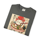 Maneki Neko Ramen Cat T-shirt | Lucky Cat Bowl Graphic Japanese Style