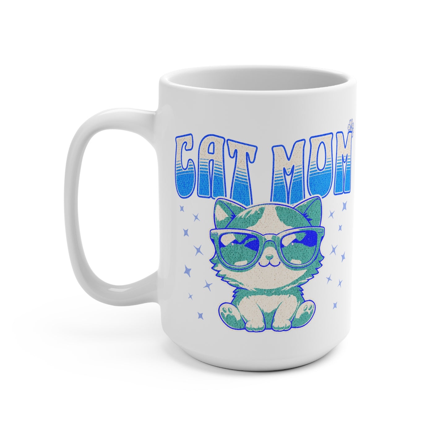 Cool Cat Mom Sunglasses Kitty Mug 15oz | Stars Kitten Pet Ceramic