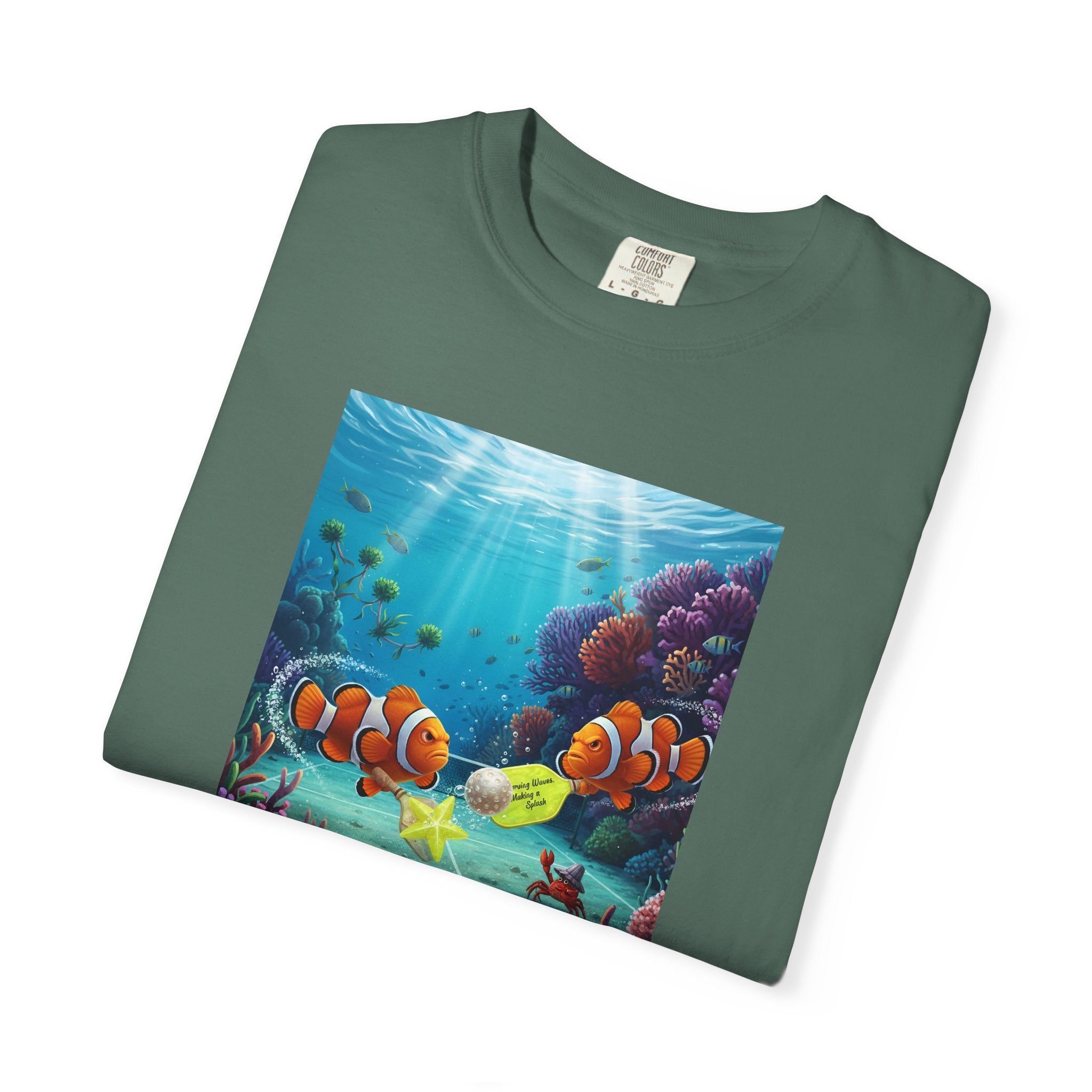 Clownfish Reef Scene T-shirt | Underwater Coral Ocean Illustration