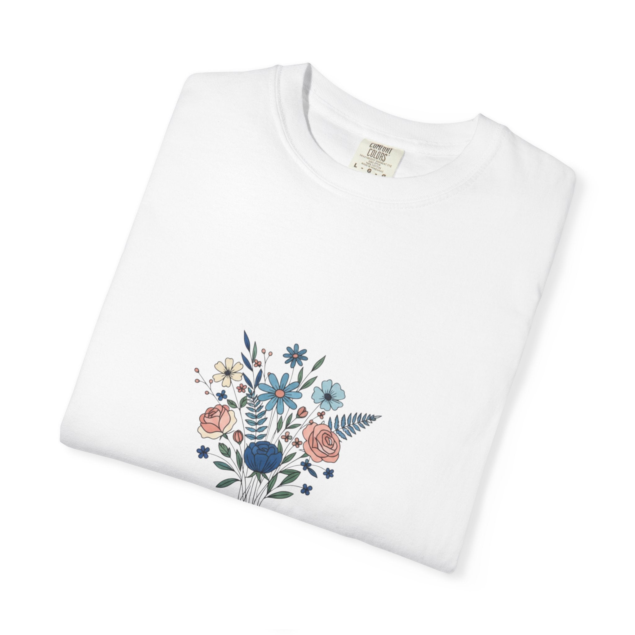 Wildflower Bouquet T-Shirt | Centered Floral Illustration, Daisies & Roses