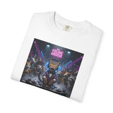 Feline Groove DJ Cat Illustration T-Shirt | Retro Neon Club Scene