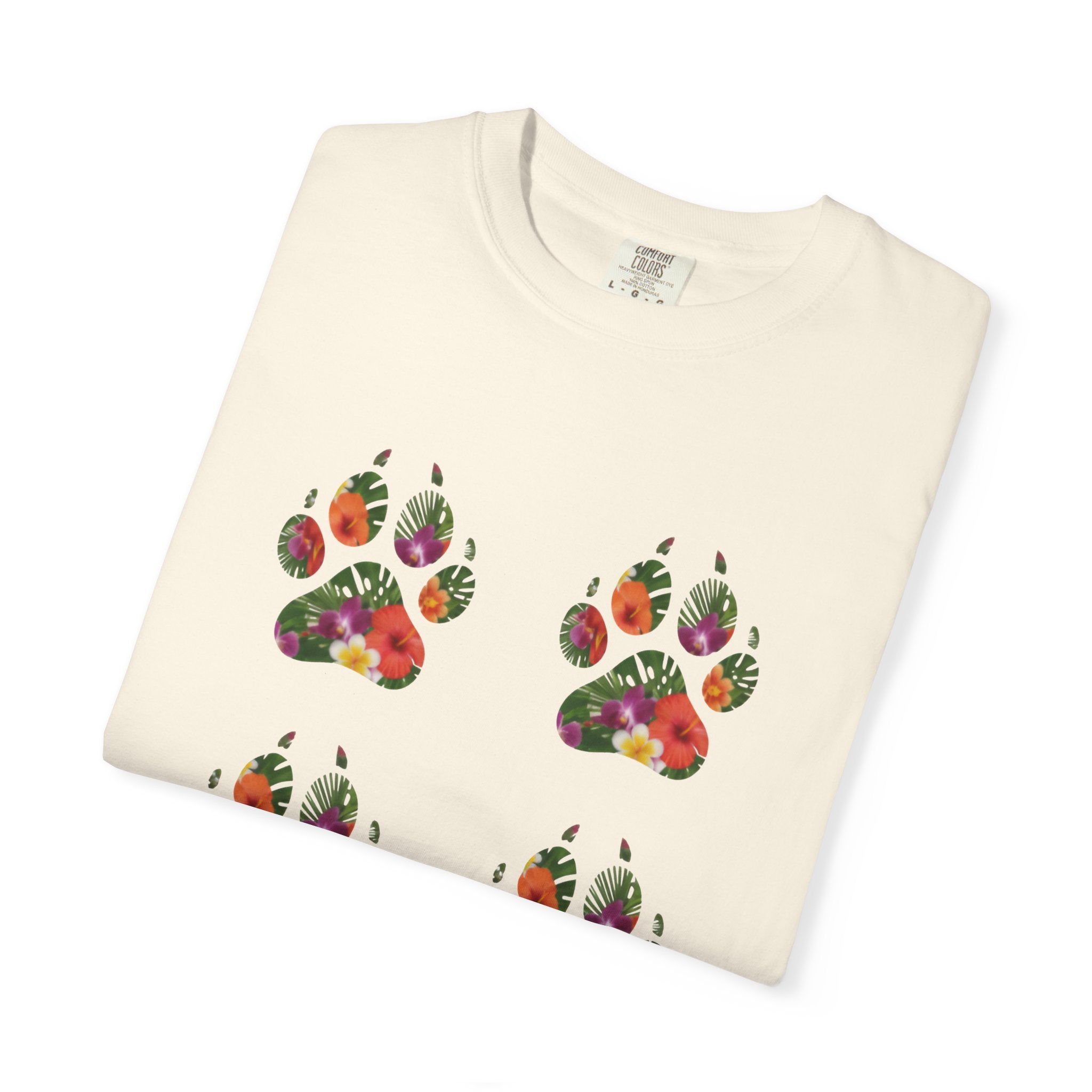Floral Puppy Paws T-shirt | Dog Lover Tee