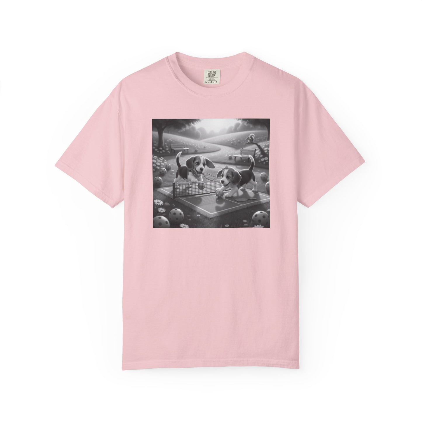 Pickleball Beagle Puppies T-shirt | Monochrome Dog Art