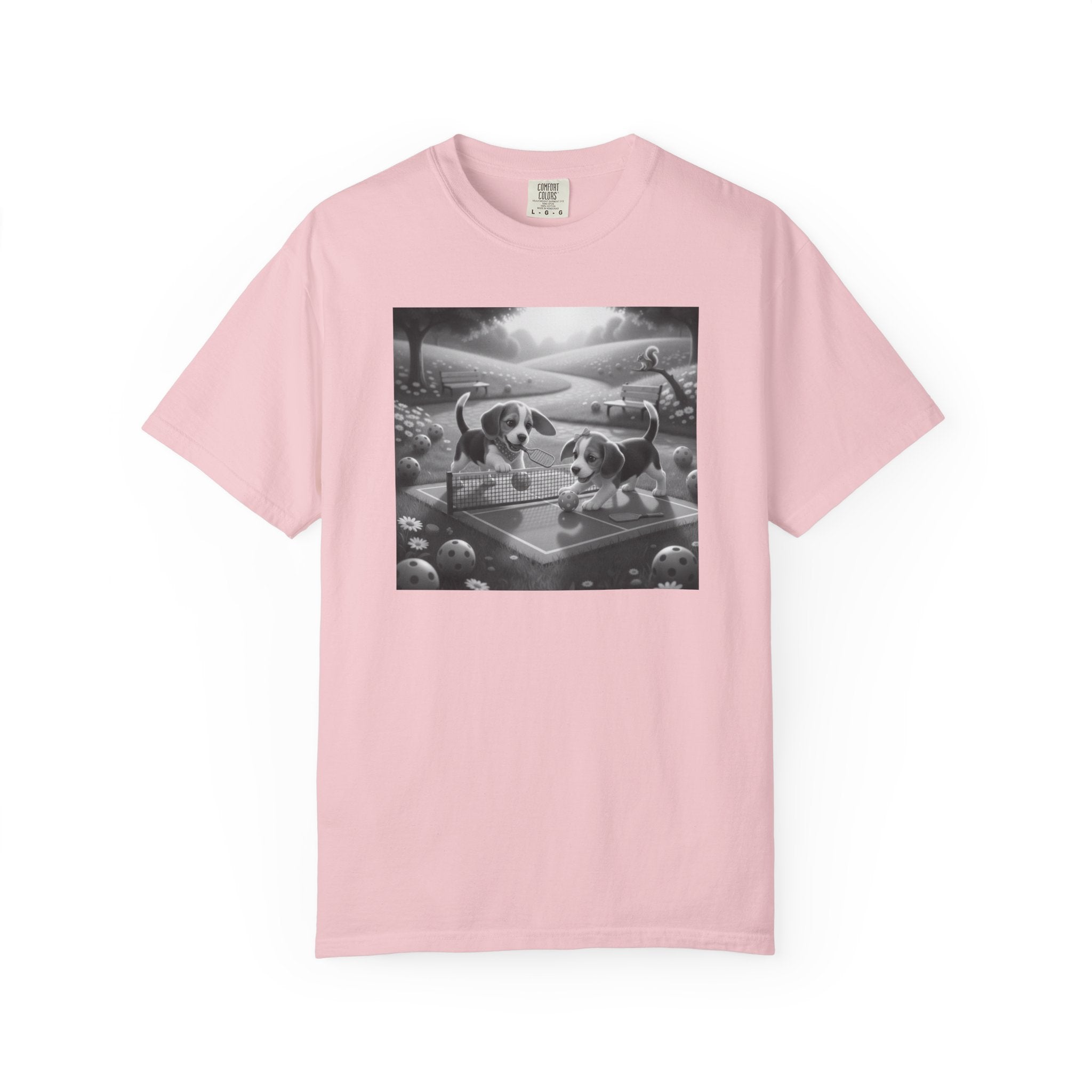 Pickleball Beagle Puppies T-shirt | Monochrome Dog Art