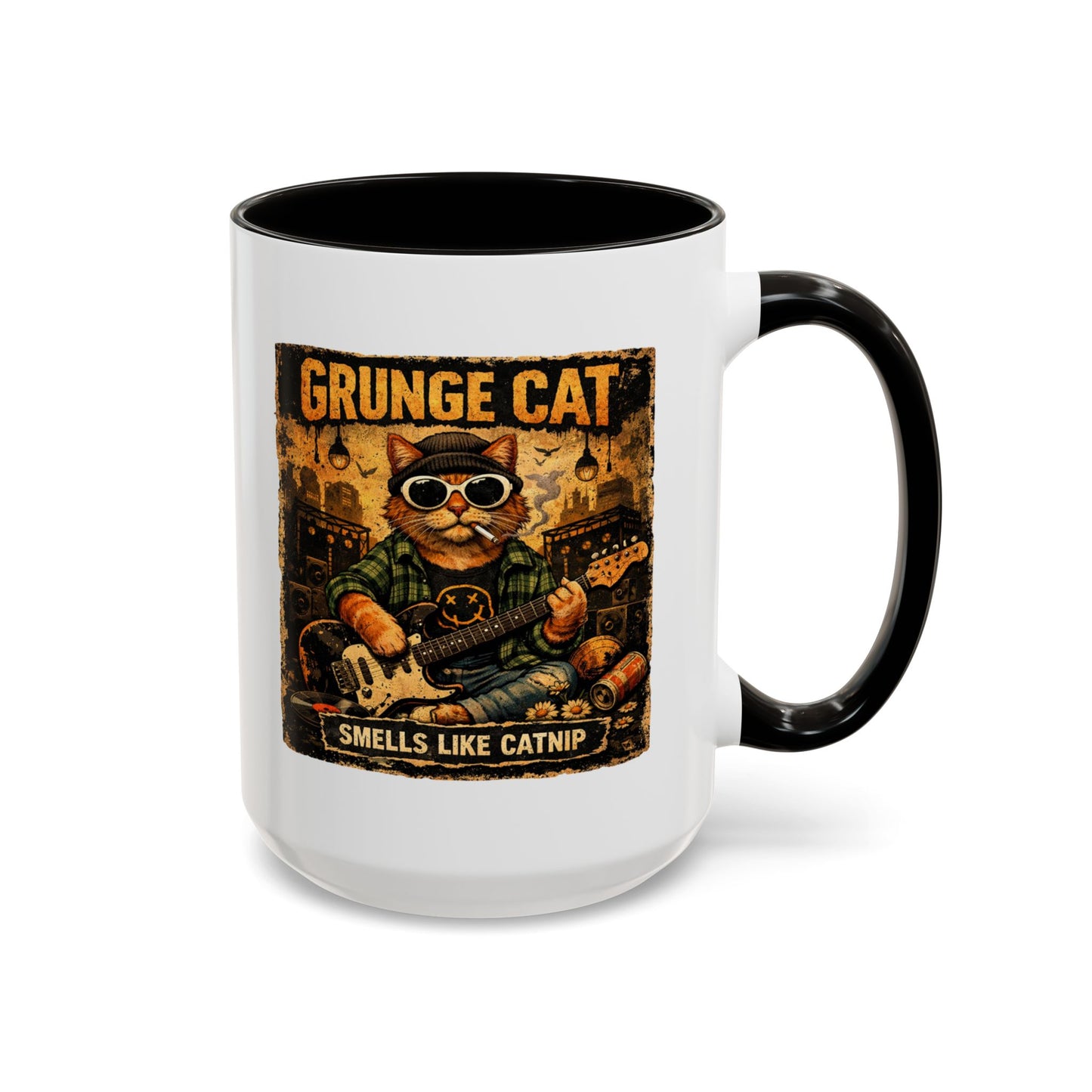 Grunge Cat Smells Like Catnip Mug | Ceramic Coffee Cup