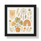 Boho Plant Wall Art Framed Horizontal Poster | Botanical Home Decor