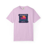 Miami Nights Sunset Palm T-shirt | Retro Vaporwave Beach Scene