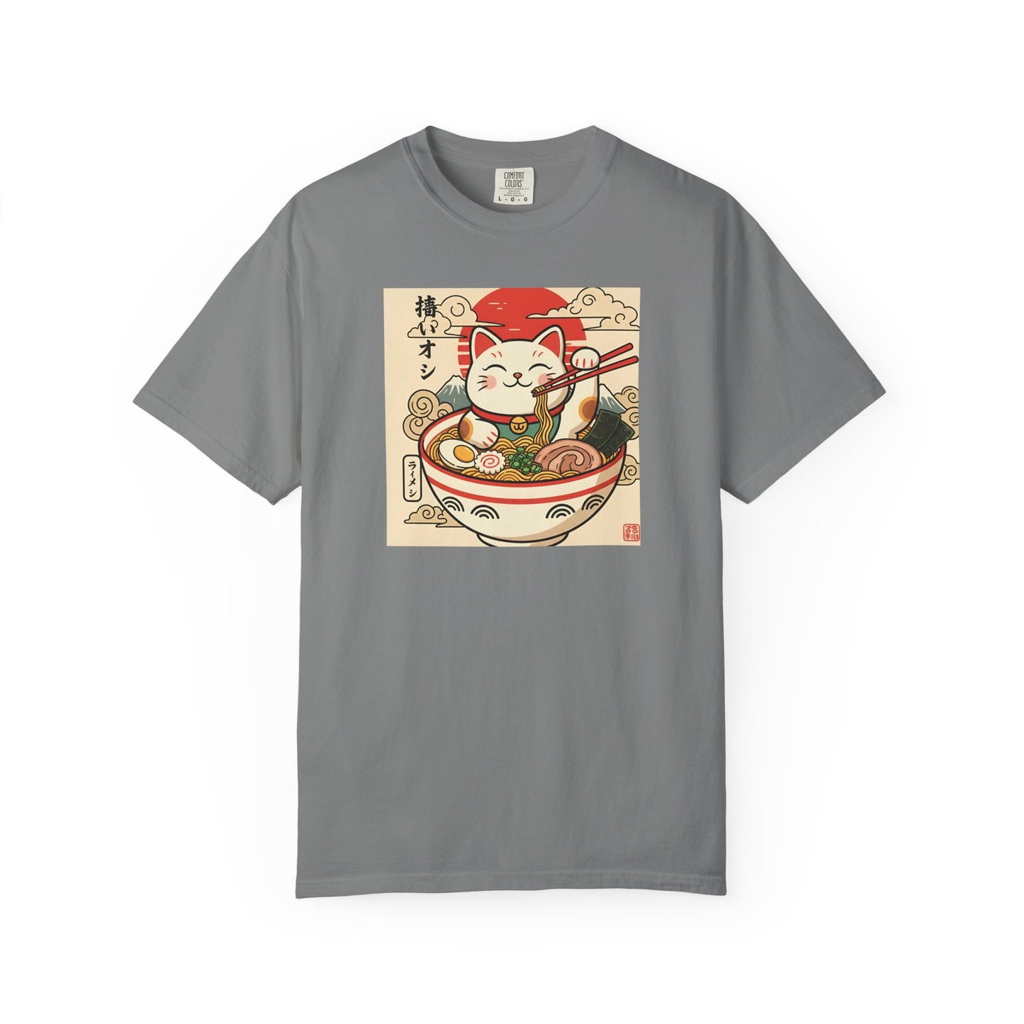 Maneki Neko Ramen Cat T-shirt | Lucky Cat Bowl Graphic Japanese Style