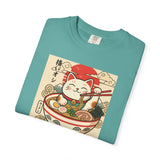 Maneki Neko Ramen Cat T-shirt | Lucky Cat Bowl Graphic Japanese Style