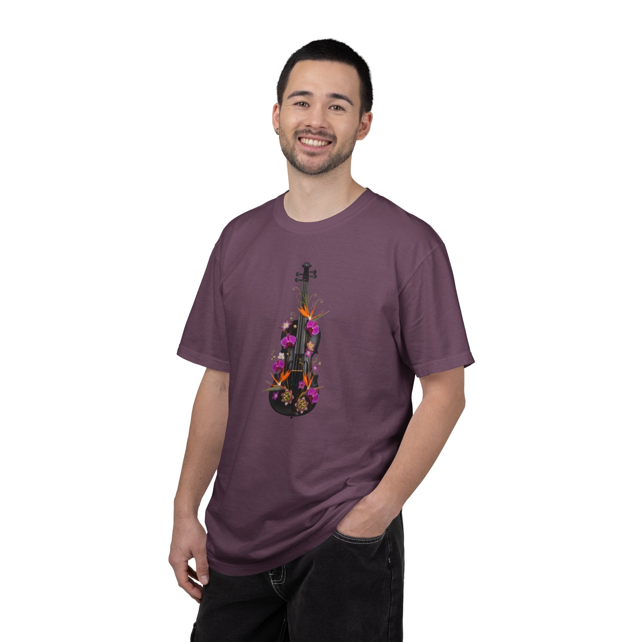 Floral Violin T-shirt | Botanical Music Instrument Tee