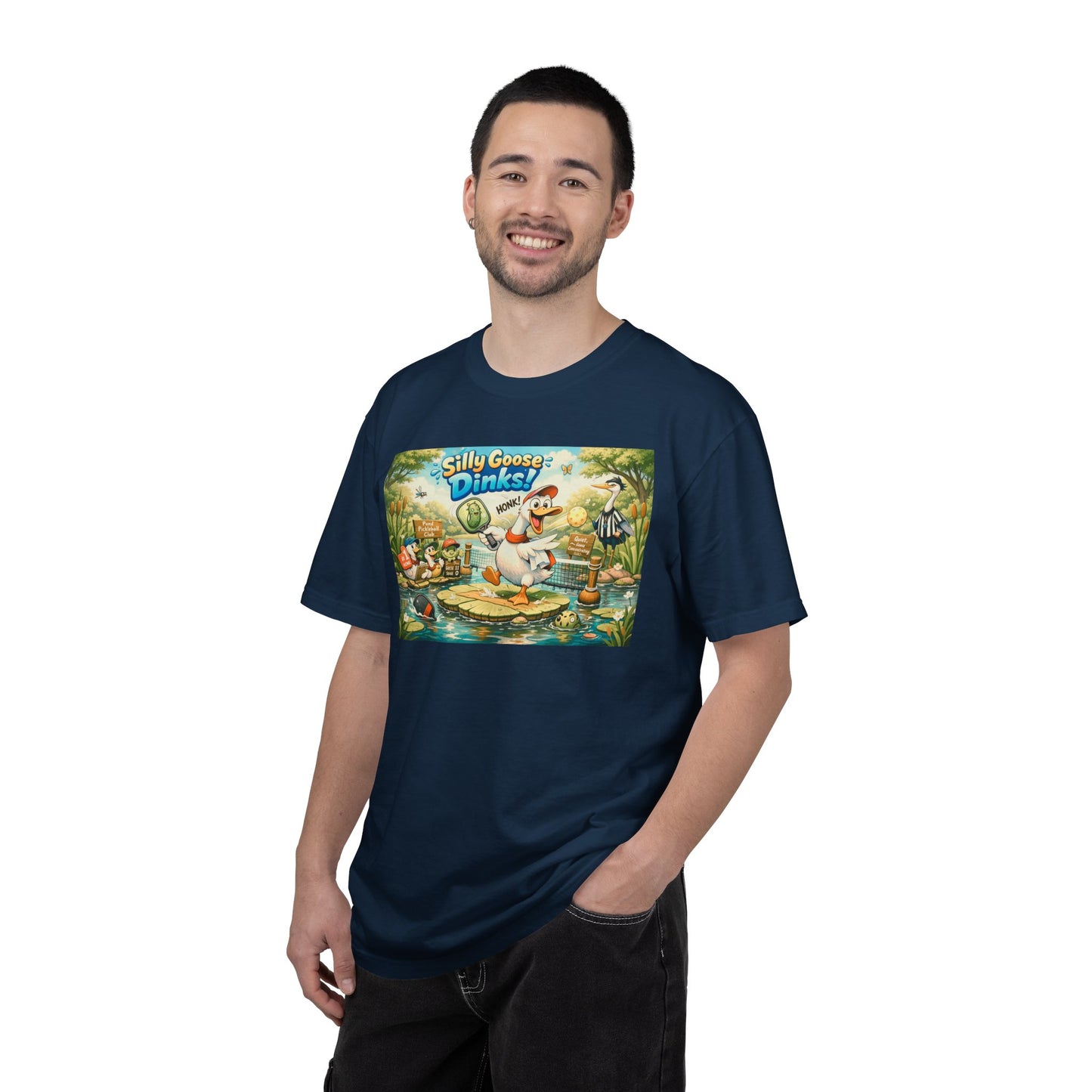 Silly Goose Dinks Cartoon Goose T-Shirt | Vintage Picnic Pond Illustration