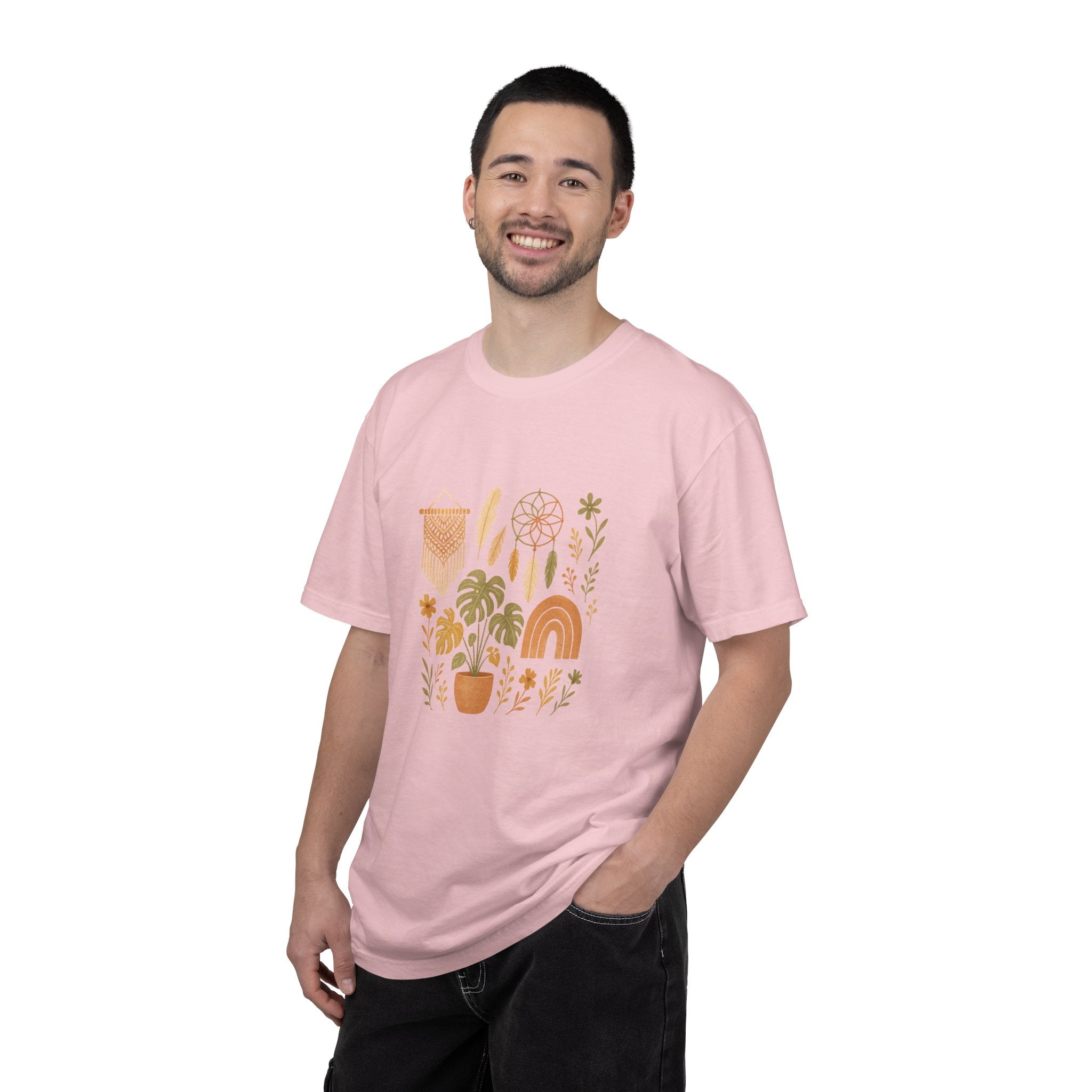 Boho Plants and Dreamcatcher T-Shirt | Rainbow, Monstera, Macrame