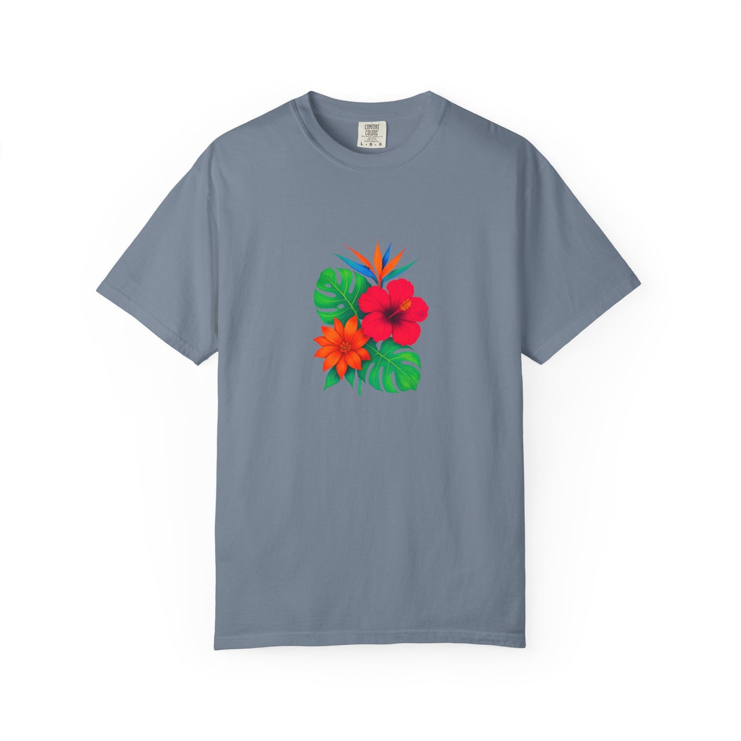 Tropical Hibiscus Floral Tee | Monstera Leaves, Bird of Paradise