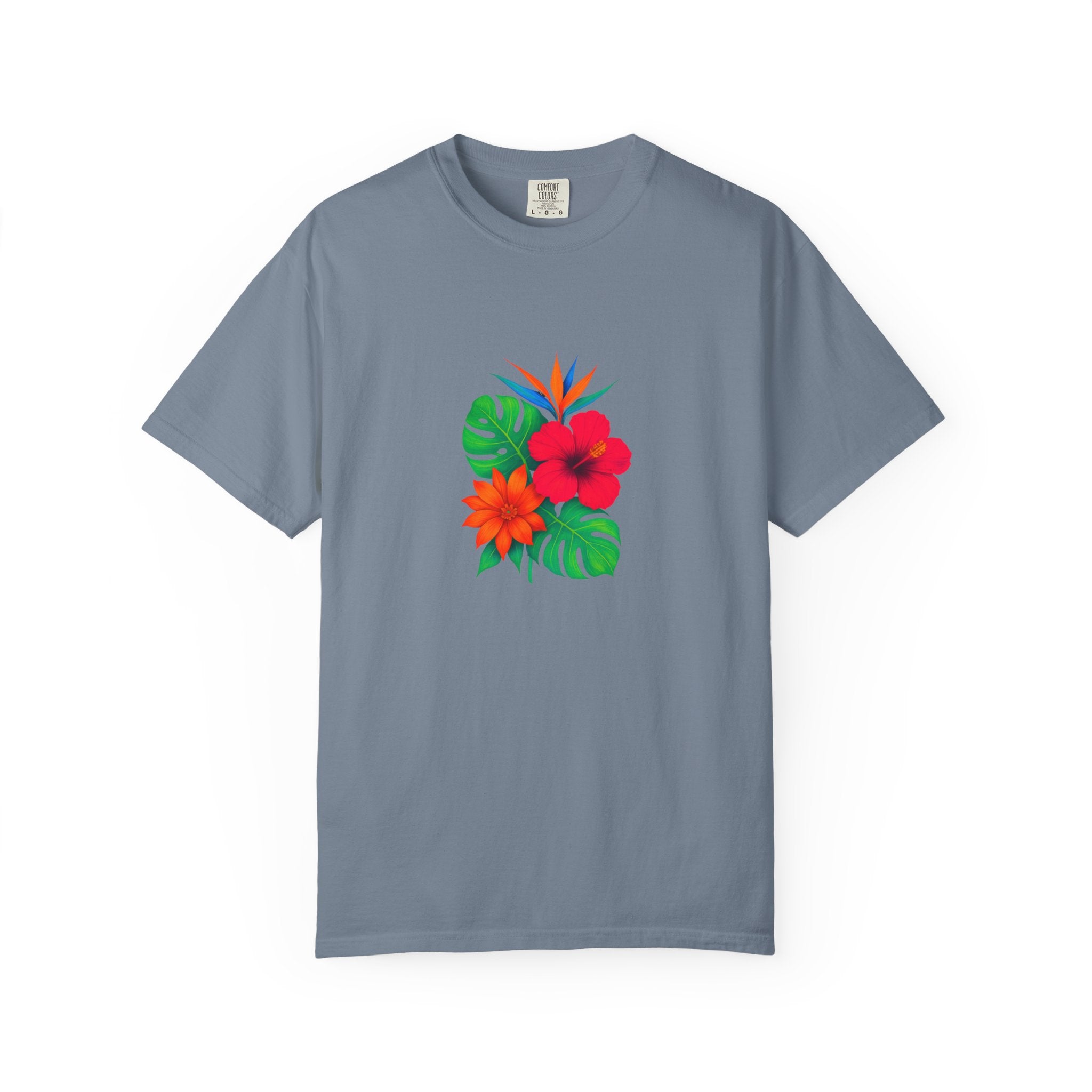 Tropical Hibiscus Floral Tee | Monstera Leaves, Bird of Paradise