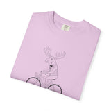 Funny Moose Riding Bike T-shirt | Novelty Animal Cycling Tee