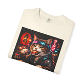 Sushi-Eating Cat T-Shirt | Neon Japanese Street Food Art
