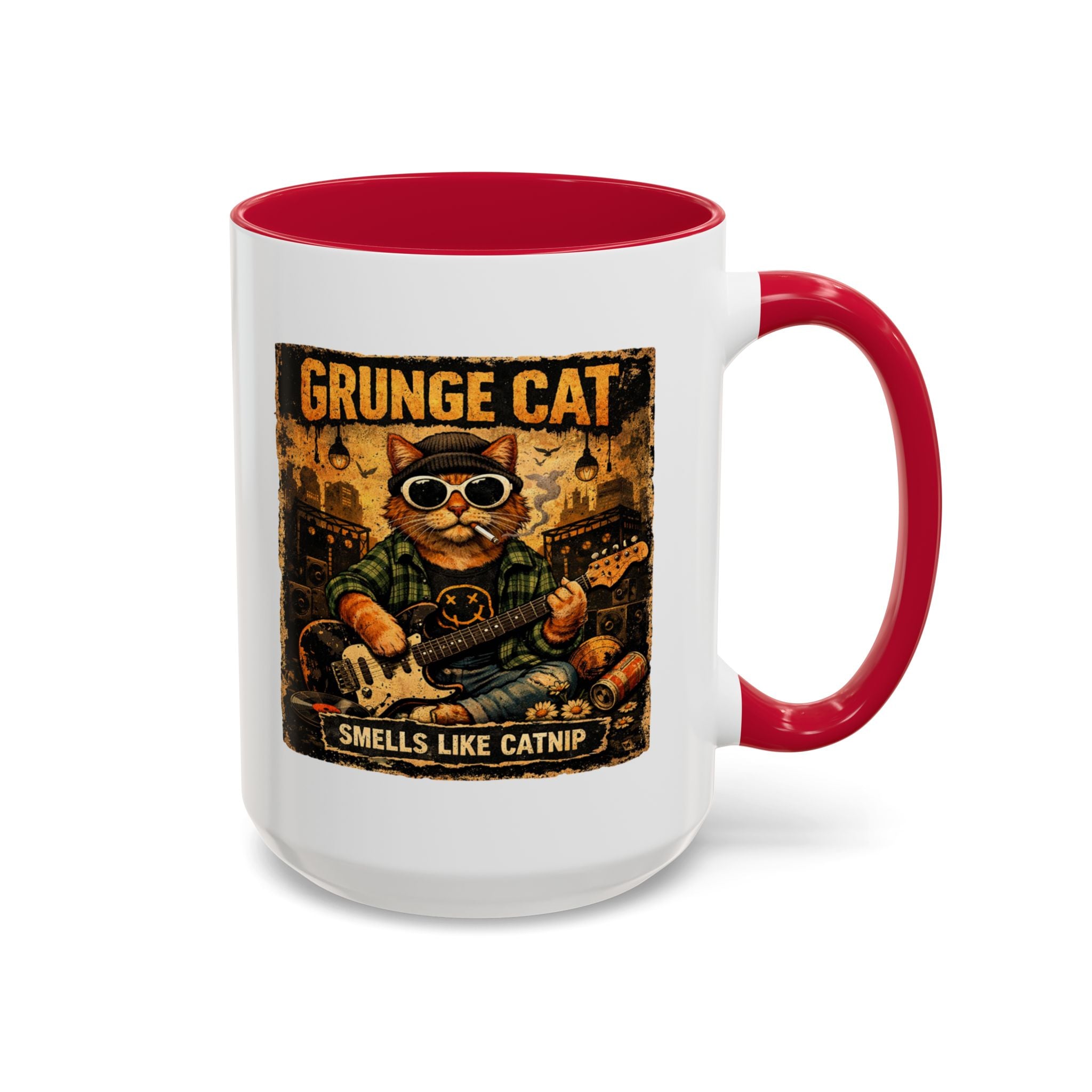 Grunge Cat Smells Like Catnip Mug | Ceramic Coffee Cup