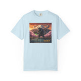 Catzilla Pickleball Destroyer T-shirt | Kaiju Cat Samurai, Mount Fuji Cherry Blossoms