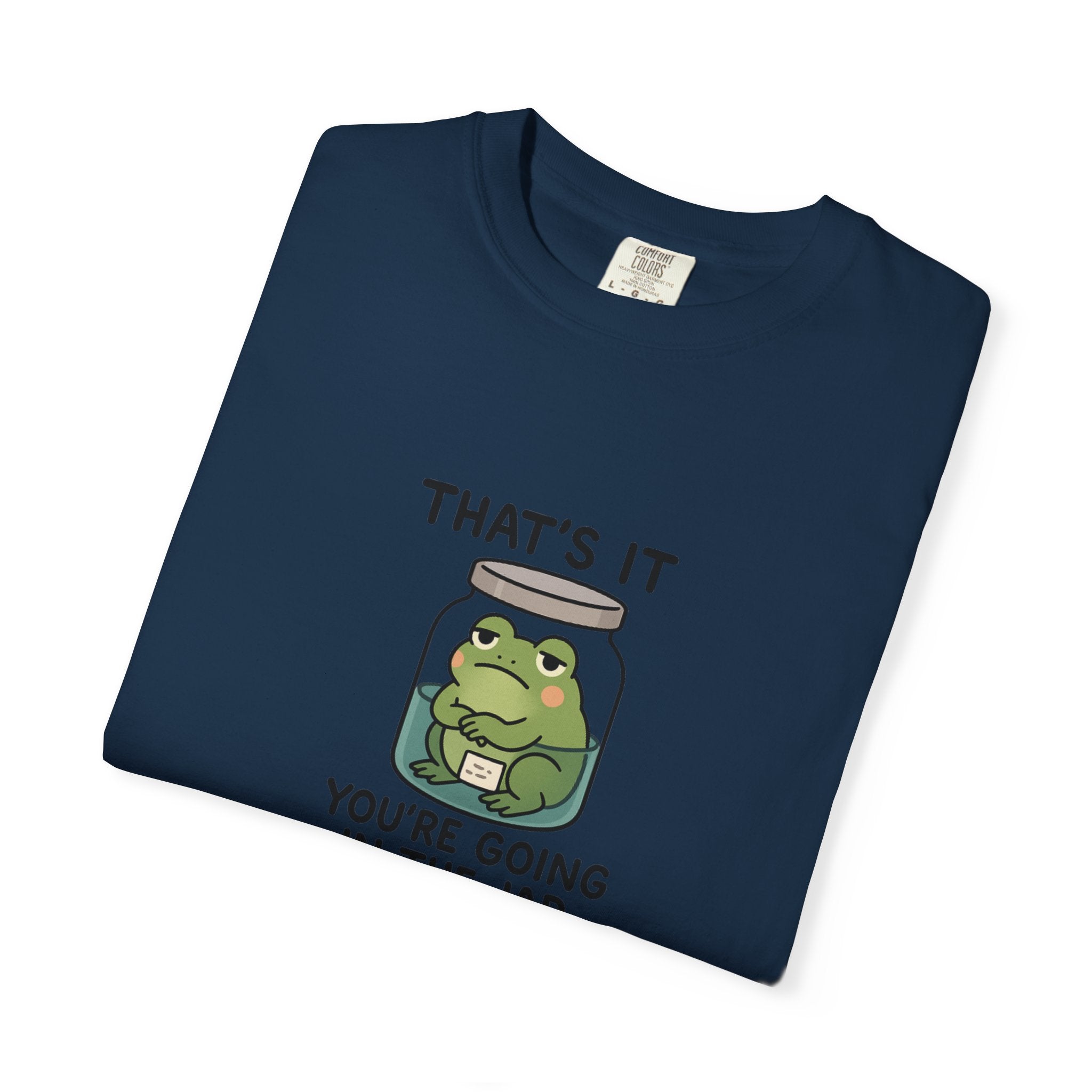 Glass Jar Frog Illustration T-shirt | Frog in Water Jar