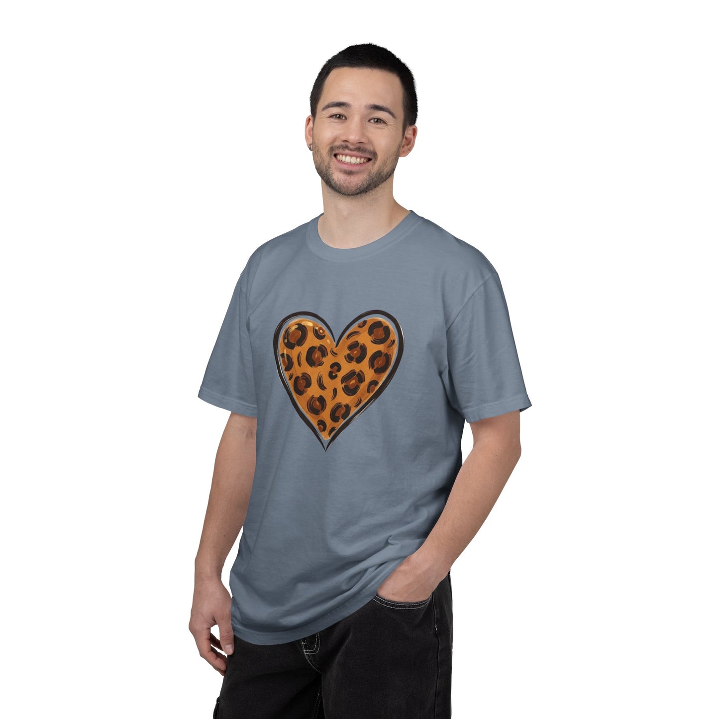 Leopard Print Heart T-shirt | Animal Print Heart Tee