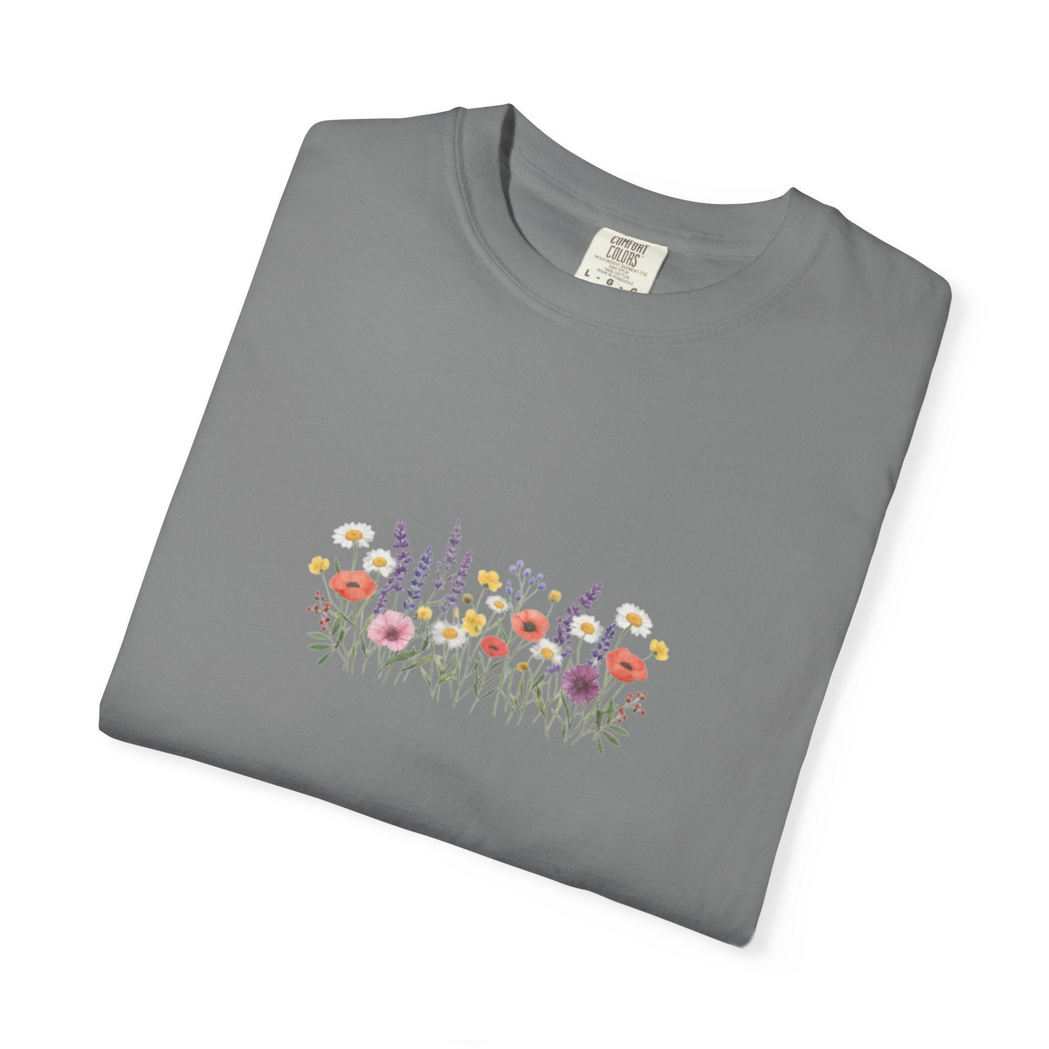 Wildflower Meadow watercolor floral design T-shirt | botanical garden tee