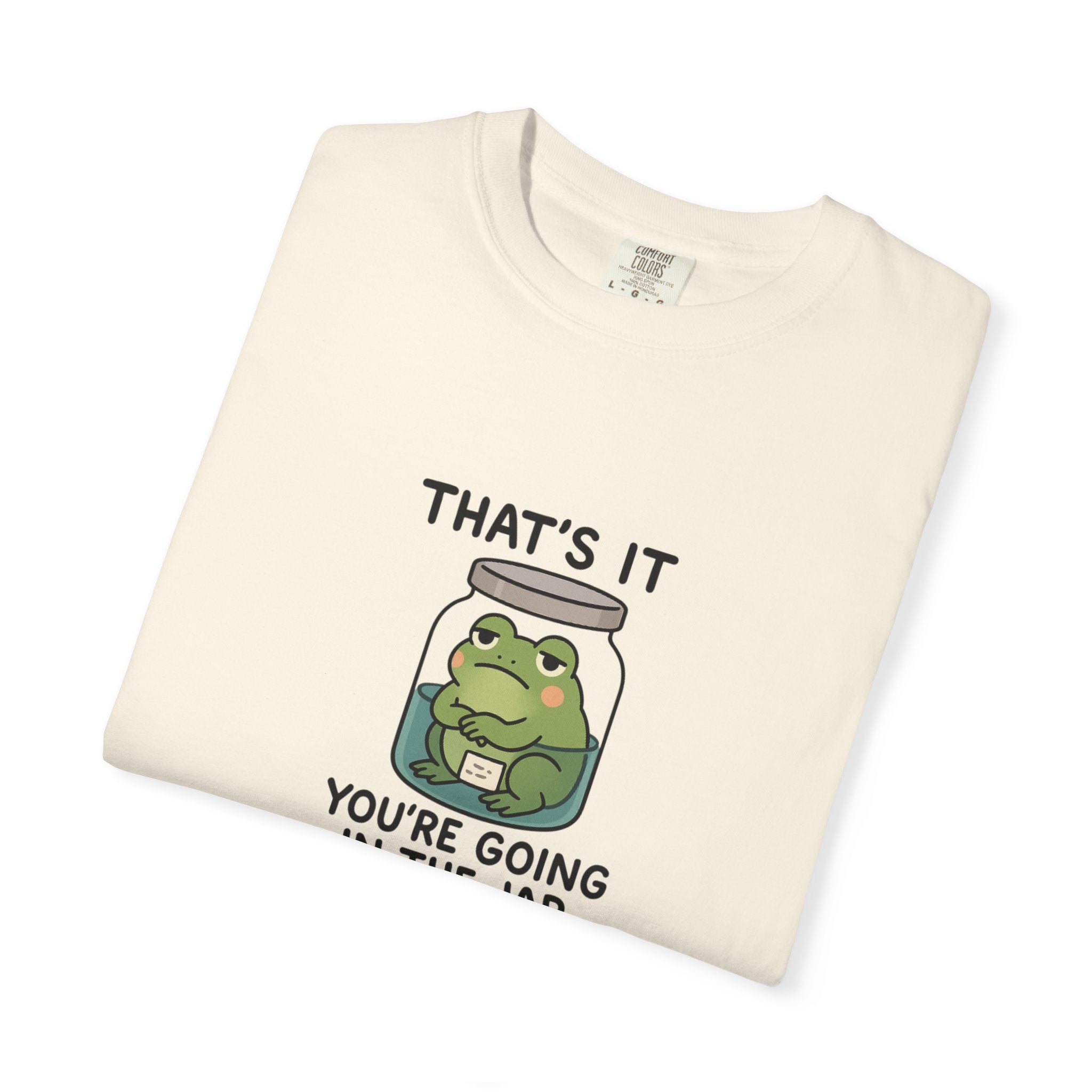 Glass Jar Frog Illustration T-shirt | Frog in Water Jar