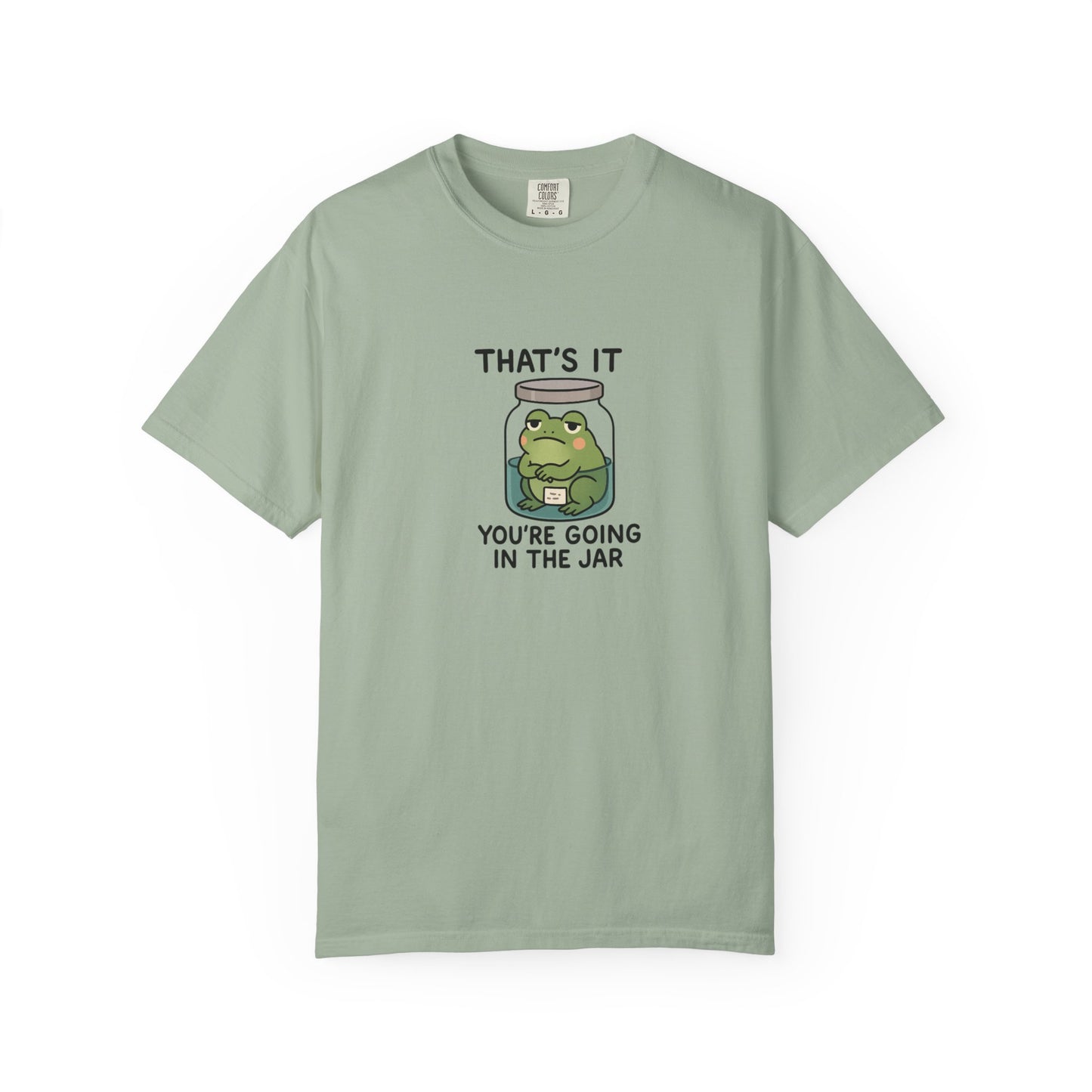 Glass Jar Frog Illustration T-shirt | Frog in Water Jar