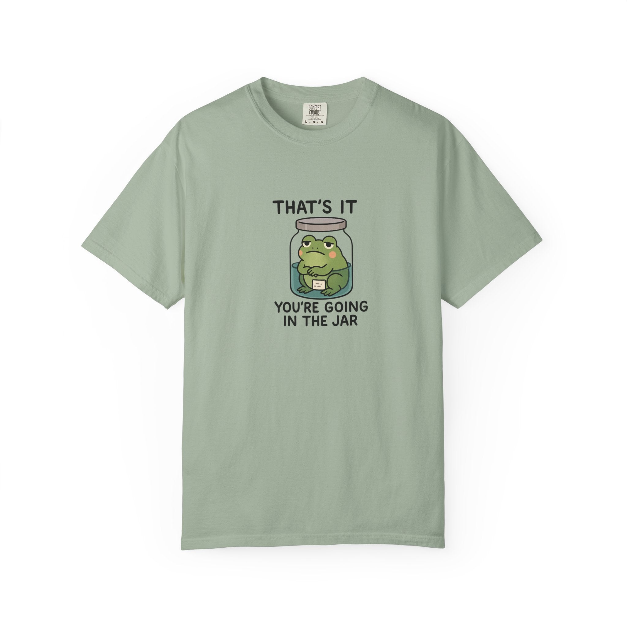 Glass Jar Frog Illustration T-shirt | Frog in Water Jar