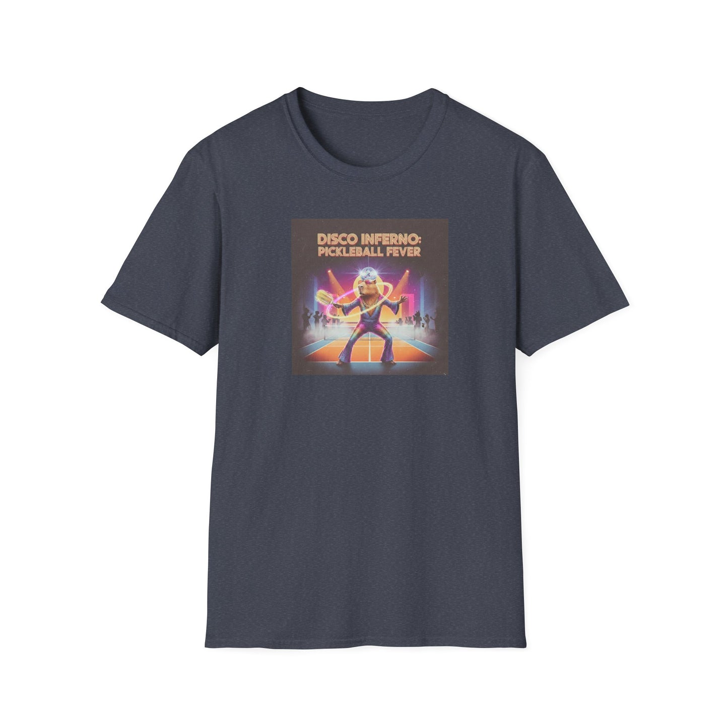 Disco Inferno Capybara Pickleball Fever T-Shirt | Retro 70s Dance Court Graphic