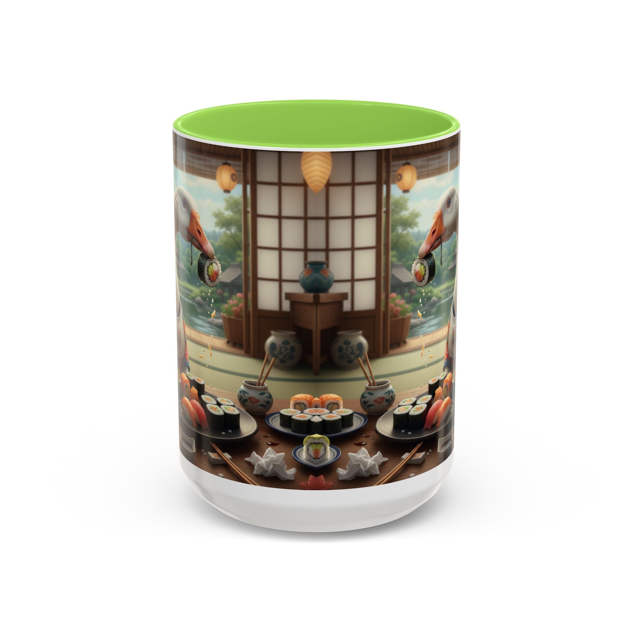 Goose with Sushi Mug | Japanese Tea Room Illustration