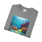 Clownfish Reef Scene T-shirt | Underwater Coral Ocean Illustration