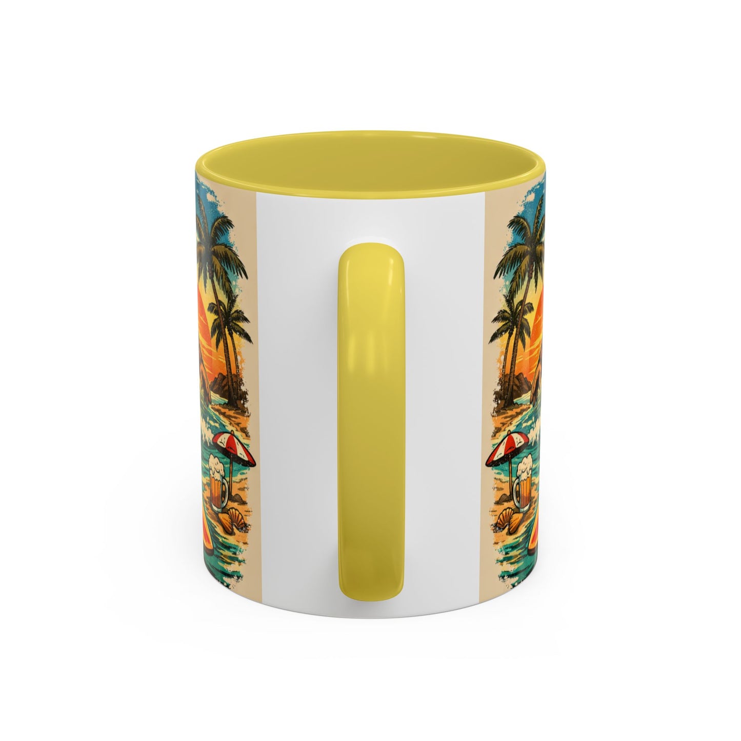 Surfing Bigfoot Mug | Retro Beach Sunset Bigfoot Wave Coffee Cup