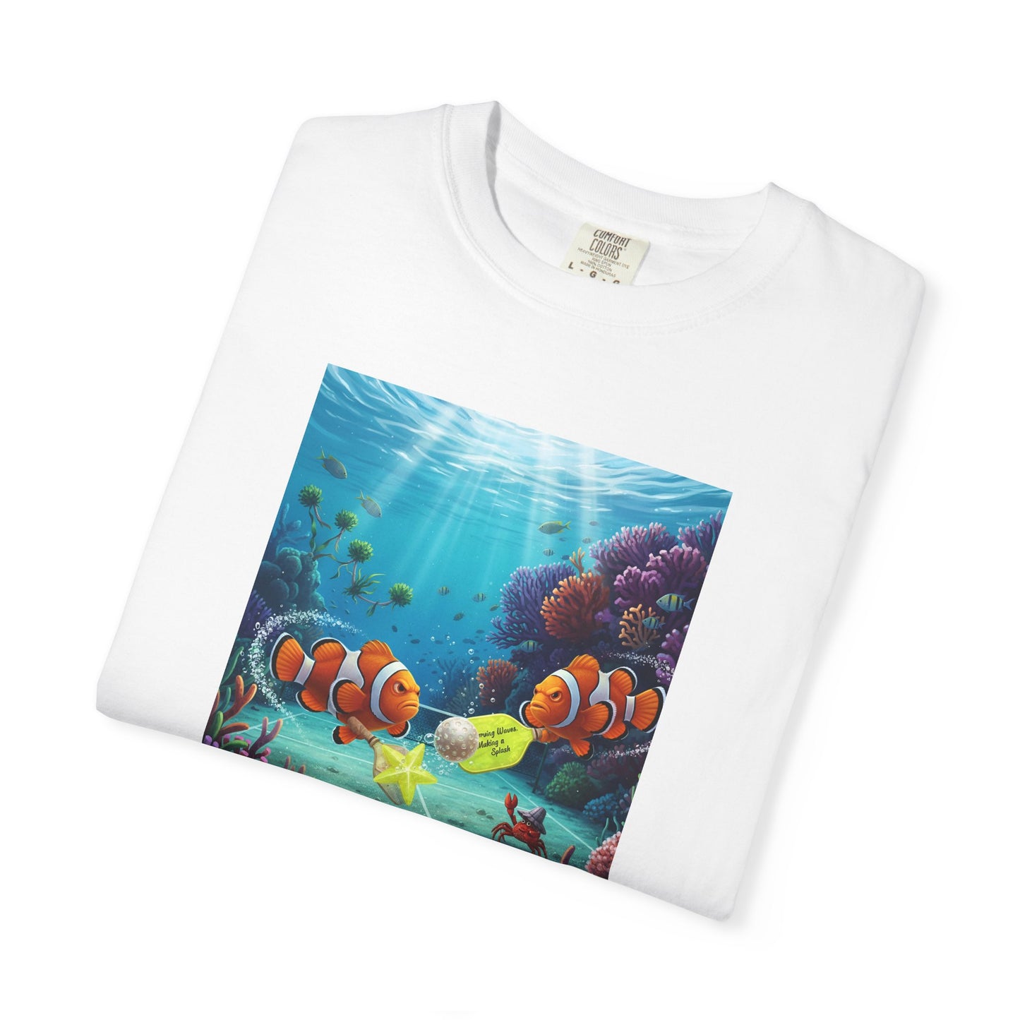 Clownfish Reef Scene T-shirt | Underwater Coral Ocean Illustration