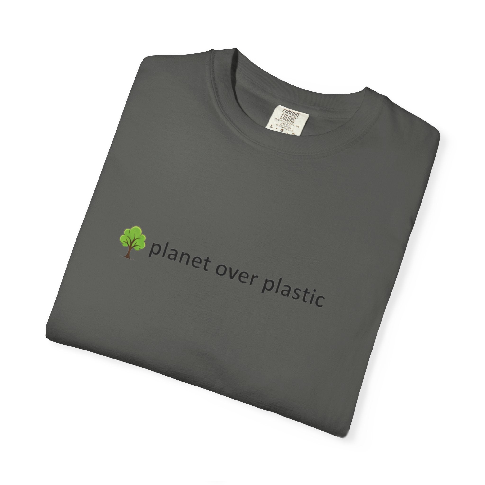planet over plastic T-shirt | environmental tree slogan tee