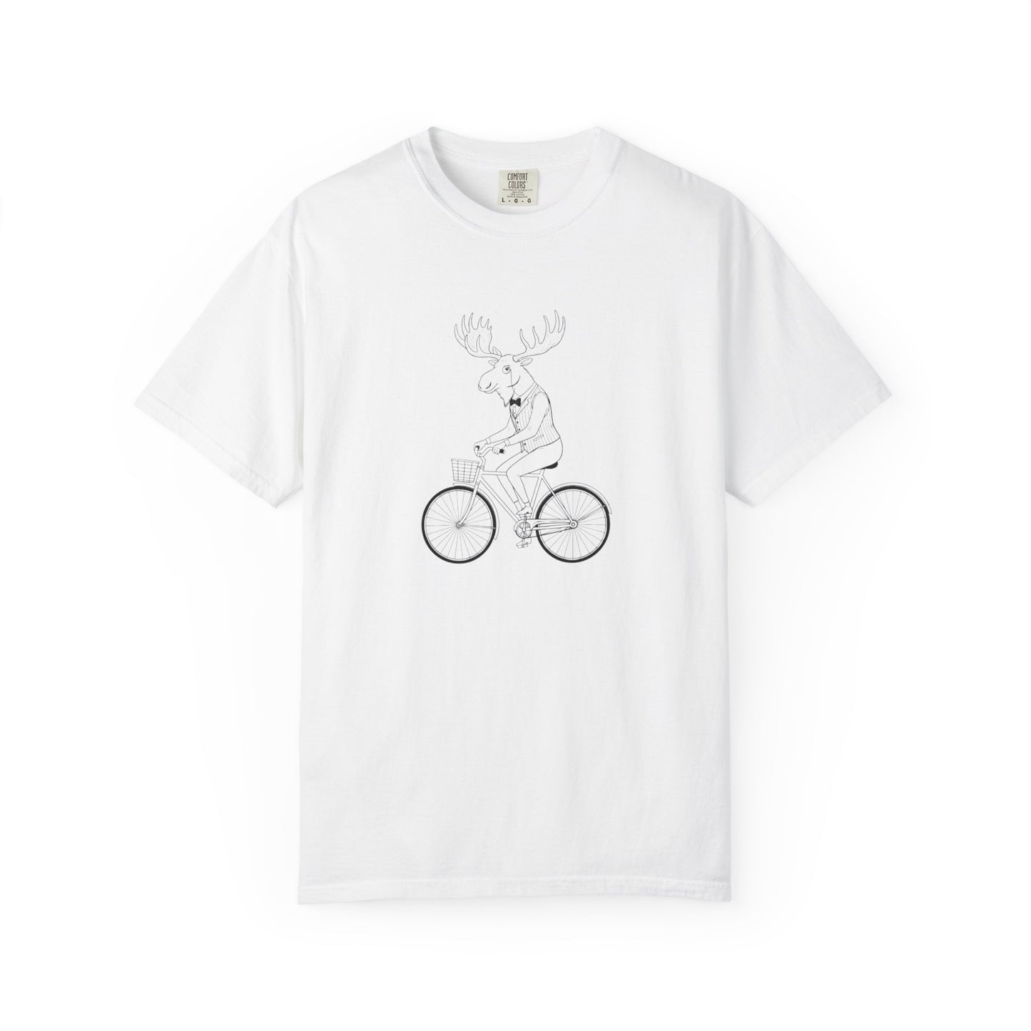 Funny Moose Riding Bike T-shirt | Novelty Animal Cycling Tee