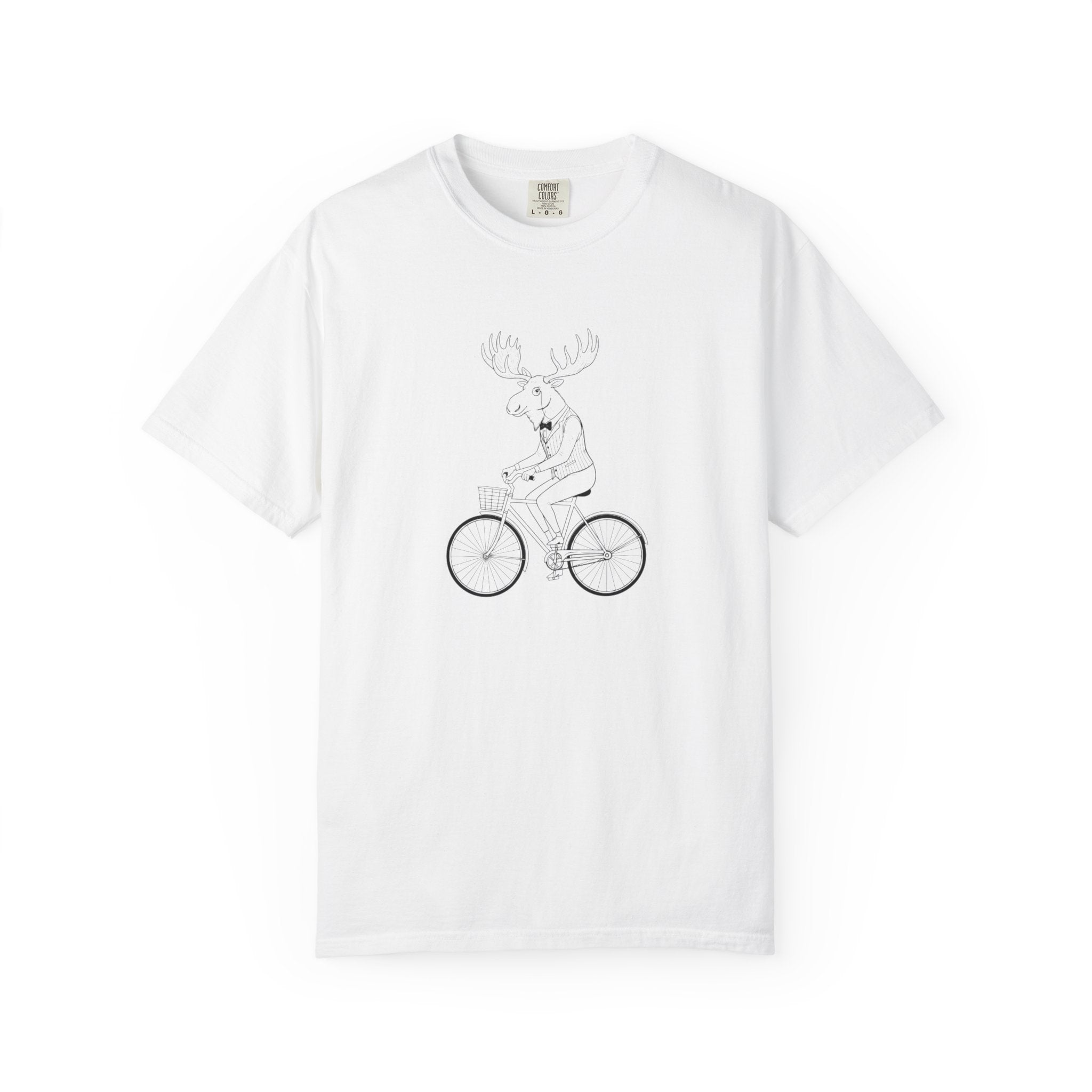 Funny Moose Riding Bike T-shirt | Novelty Animal Cycling Tee
