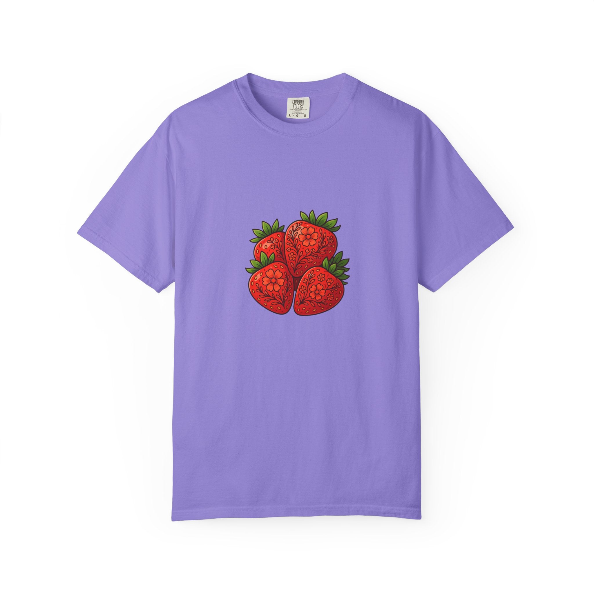Strawberry Cluster T-shirt | Retro Floral Fruit Illustration