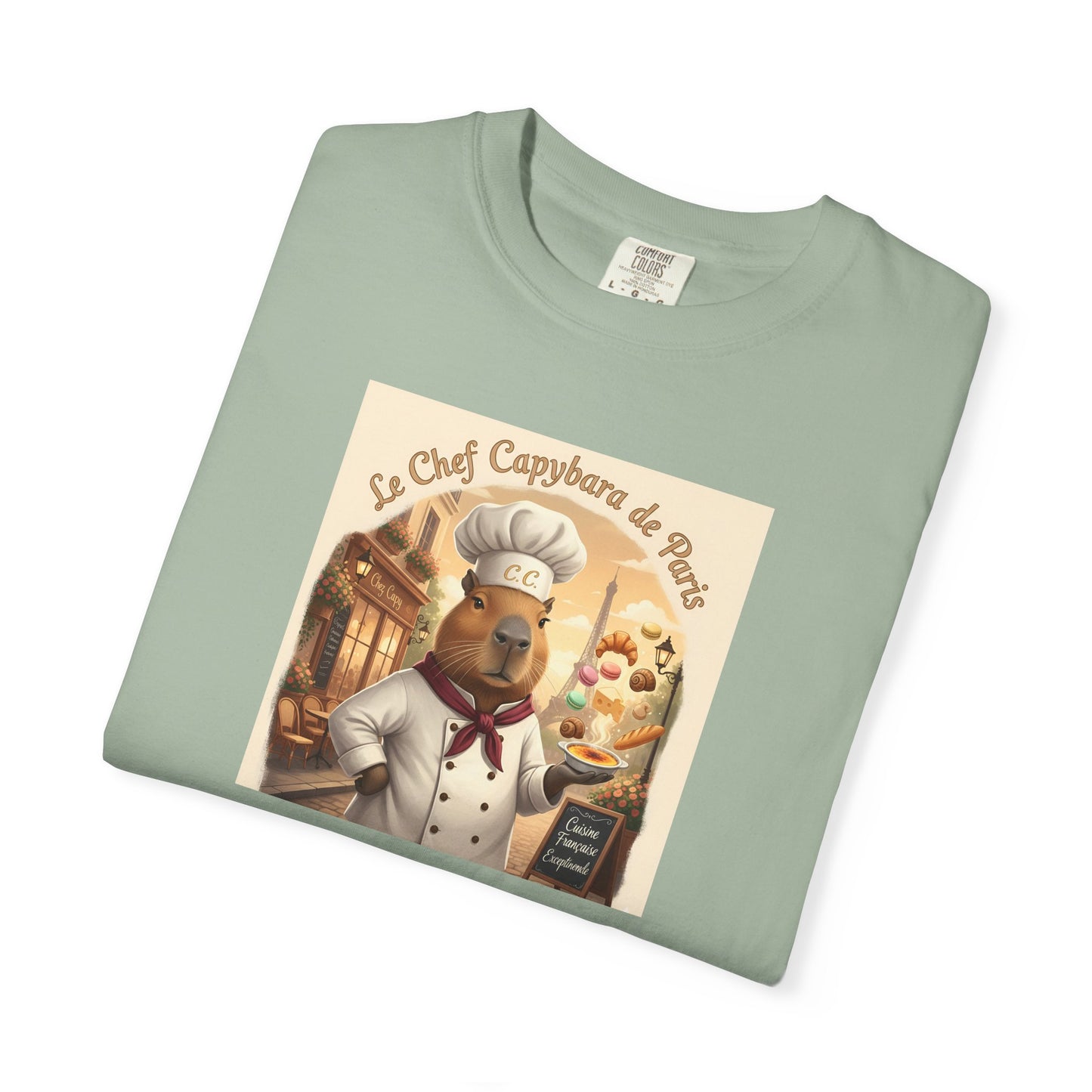 Vintage French Pâtissier Capybara Chef T-shirt | Bakery Illustration
