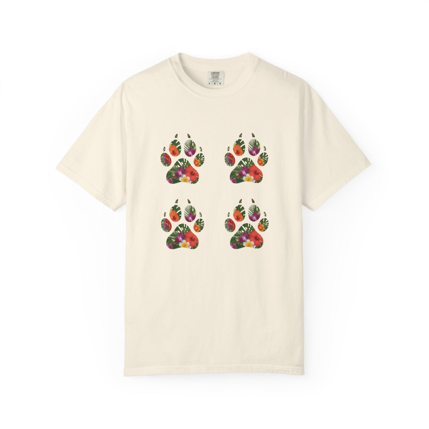 Floral Puppy Paws T-shirt | Dog Lover Tee