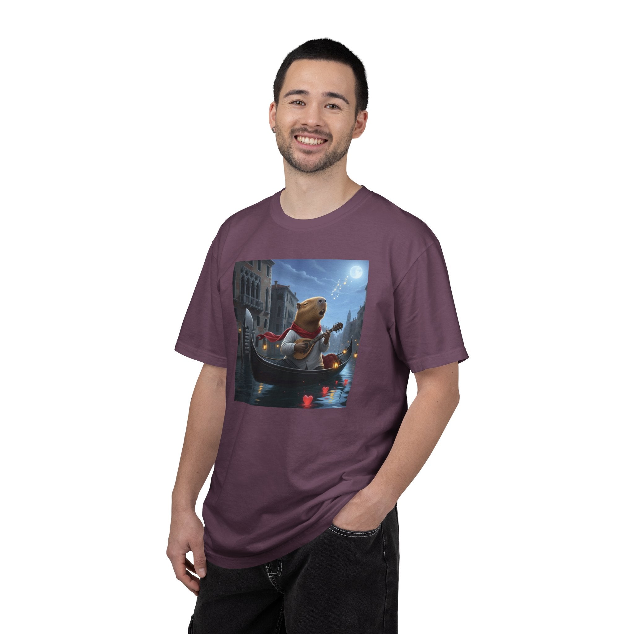 Capybara Gondolier Venice Night T-shirt | Romantic Venetian Canal Illustration