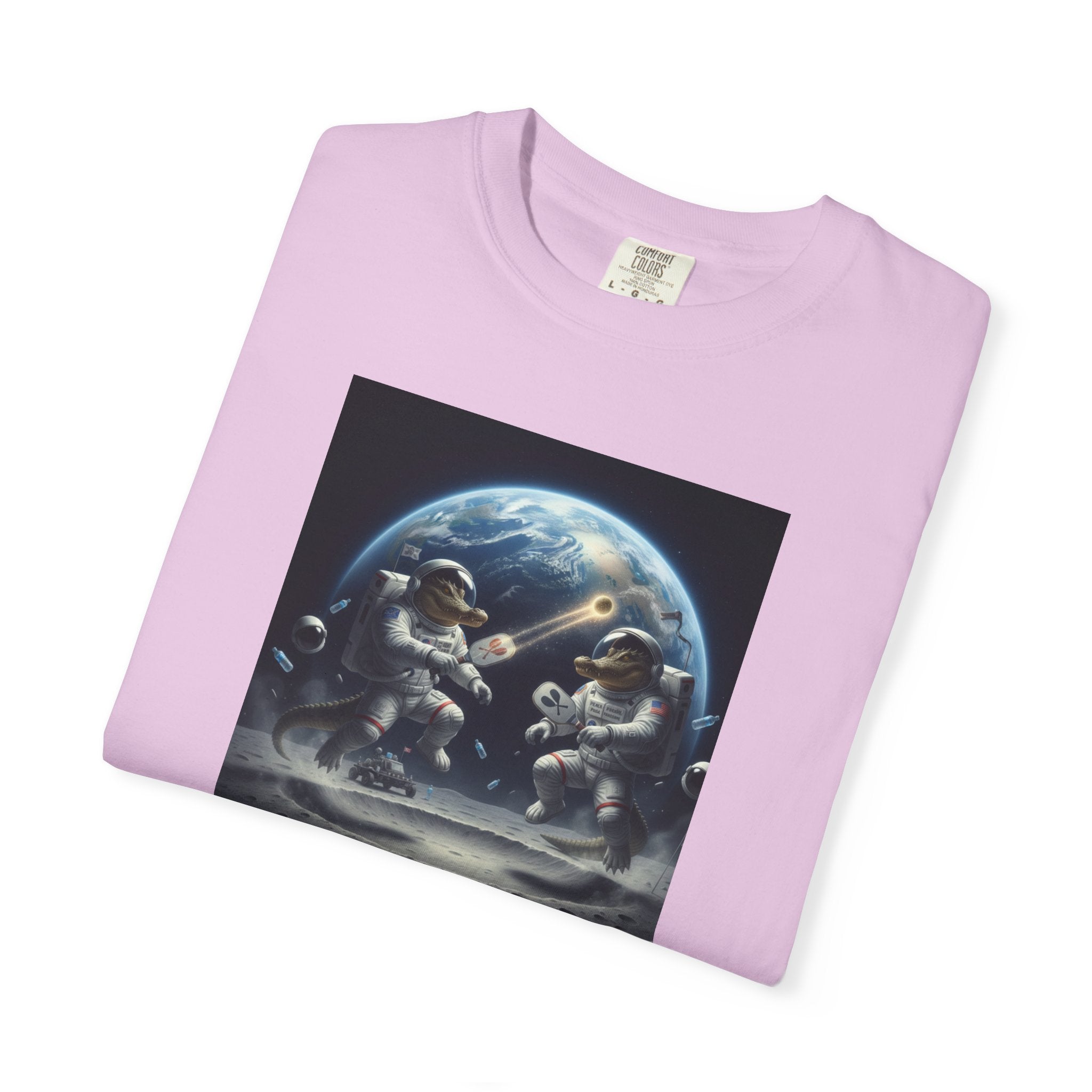 Gator Lunar Pickleball  T-shirt | Earth Background, Spacewalk Illustration