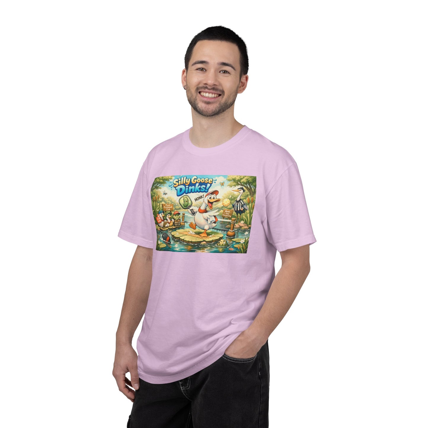 Silly Goose Dinks Cartoon Goose T-Shirt | Vintage Picnic Pond Illustration