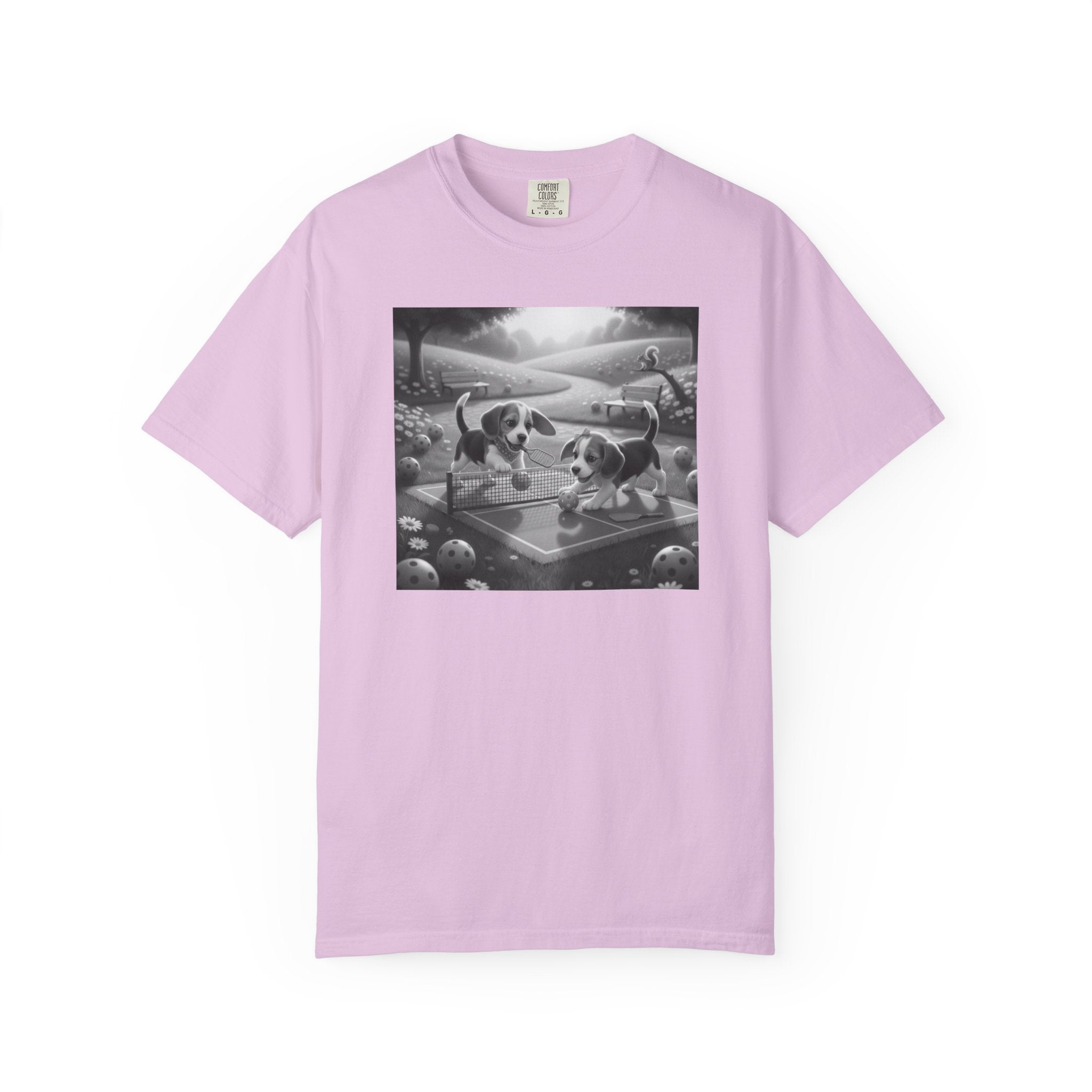 Pickleball Beagle Puppies T-shirt | Monochrome Dog Art