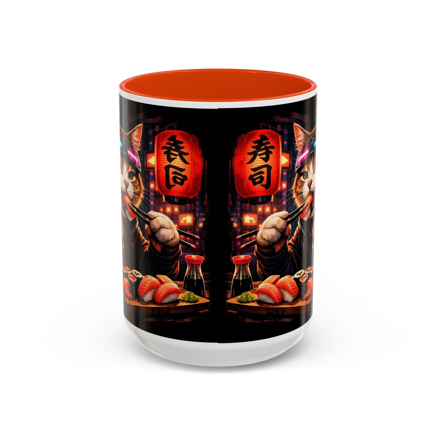 Cyberpunk Sushi Cat Mug | 11oz 15oz Ceramic Coffee Cup